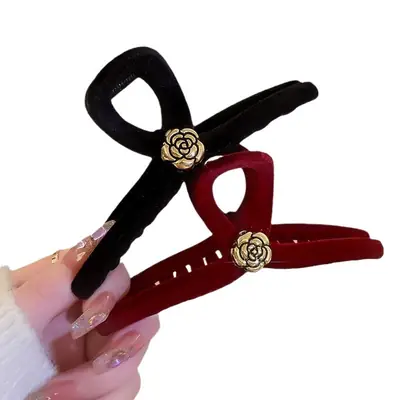 Red Velvet Hair Clip for Women Autumn Winter