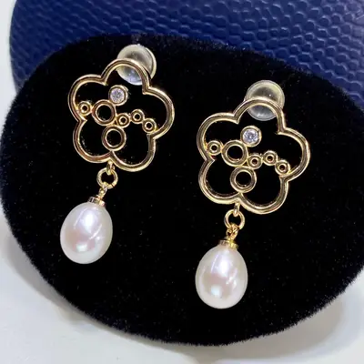 18K Gold Pearl Earrings Cross-border Set