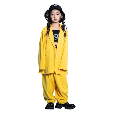 Kids Hip Hop Street Dance Outfit Yellow Black Set