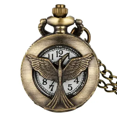 Vintage Bronze Steampunk Pocket Watch with Chain