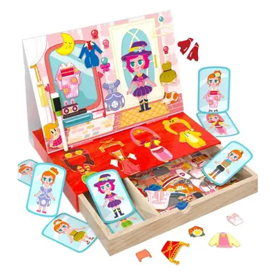 Magnetic Puzzle Toy for Girls Wooden Double-Sided Drawing Board