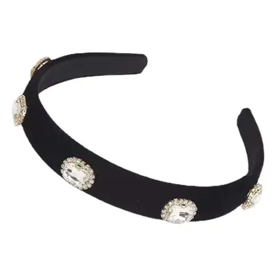 Black Rhinestone Headband for Women Winter Luxury