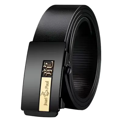 Zodiac Leather Belt for Men Black Automatic Buckle