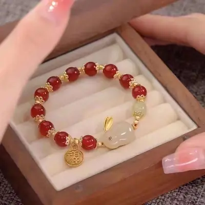 Red Jade Rabbit Bracelet for Girls Summer Transfer
