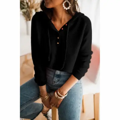 2023 White Knit Hooded Pullover for Women