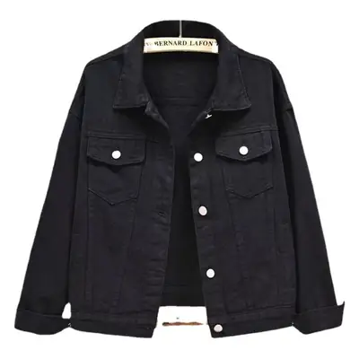 2025 Black Denim Women's Short Top Loose Korean Style