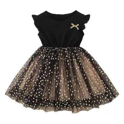 Black 5-Pin Star Mesh Princess Skirt for Girls Medium