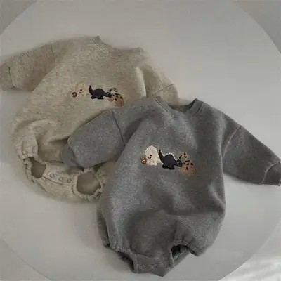 Korean Baby Toddler Dinosaur T-Shirt Grey Cotton