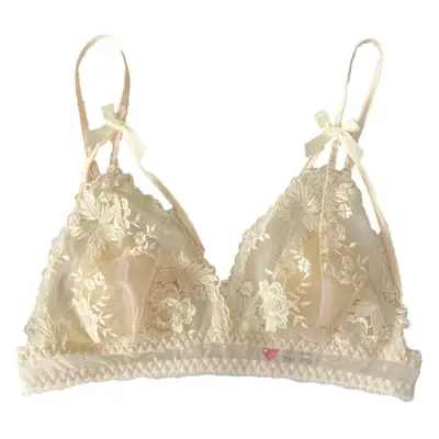 Black Lace Underwear with Floral Bow for Women