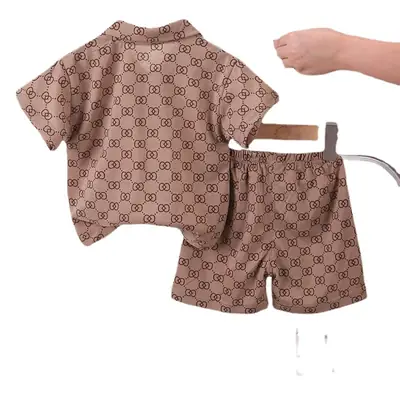Kids Printed T-Shirt Shorts Set Brown 0-5Y
