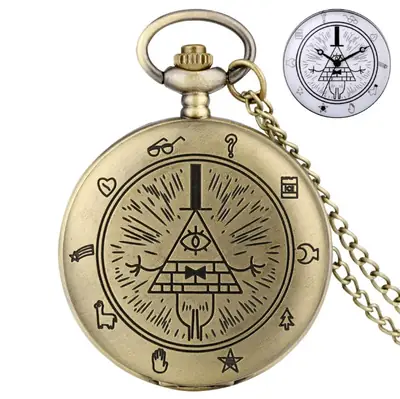 Triangular Devil Eye Pocket Watch with Wall Chain