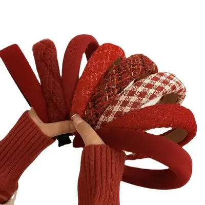 Autumn Winter Red Knitted Headband for Women 2022