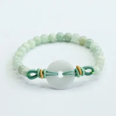 Guan Yu Jade Bracelet Peace Pendant Green White
