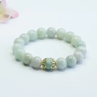 Guan Yu Jade Bracelet Natural Burmese Grade Gold Clasp