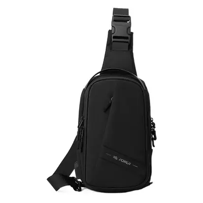 Men's Black Oxford Cloth Chest Bag with Adjustable Strap