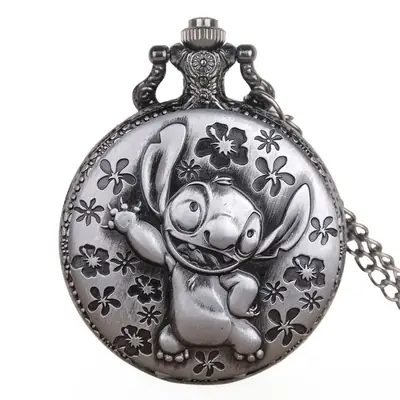 Vintage Bronze Anime Clock Pocket Watch Pendant Necklace for Men Women