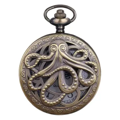 Antique Octopus Steampunk Pocket Watch Necklace Black