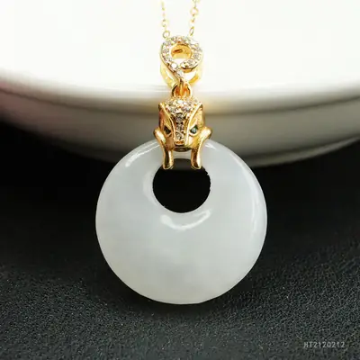 White Jade Safety Buckle Necklace for Women