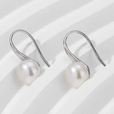 DIY Pearl Earrings 18K Gold Electroplated Women's