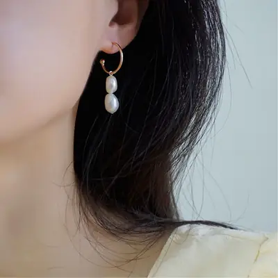 925 Silver Pearl Earrings Large Hook Design