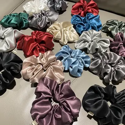 Glossy Silk Hair Scrunchie Large Elegant High End