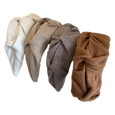 Milk Tea Pleated Wide Brim Headband 2022 Winter