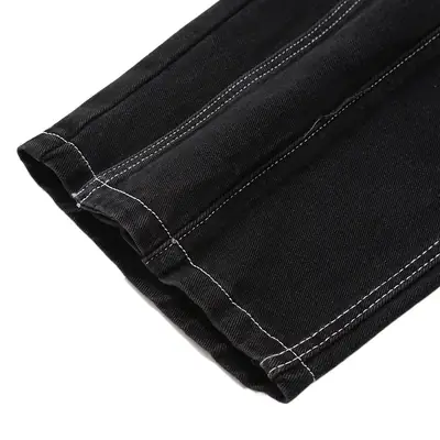 Men's Black Split Stitching Jeans High Street