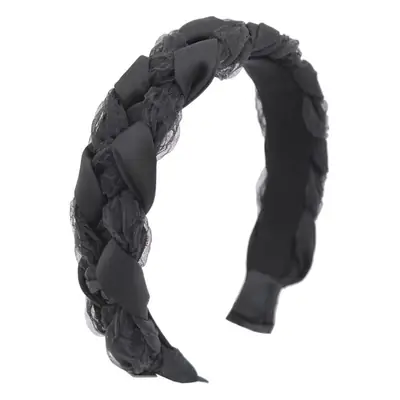Women's French Braid Hairpin Headband Beige Black