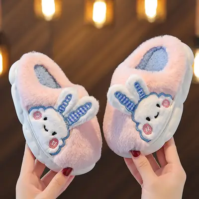 Cute cartoon children's winter cotton slippers men's and women's small medium and big children's home non-slip thermal cotton shoes wholesale