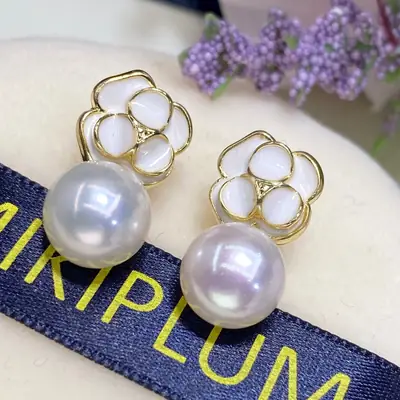 New Camellia Pearl Earrings for Women 14K Gold