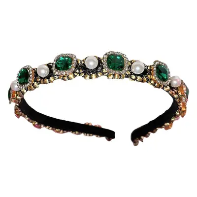 Narrow Pearl Diamond Hairband with Gold Plating
