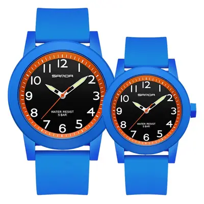 Sanda Couple Watches Blue Orange Waterproof Quartz