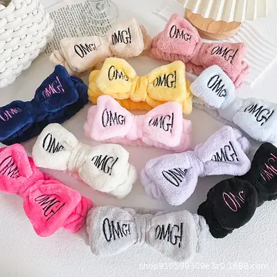 Pink Embroidered Bow Hairband for Women