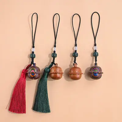 Sandalwood Bell Pendant with Tassel Chain