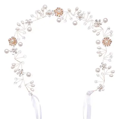 Beautiful Flower Handmade Pearl Beaded Headband for Wedding Dress