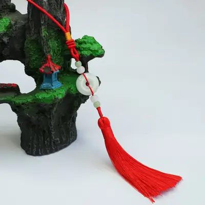 Jade Peace Pendant with Red Tassel & Red Cord