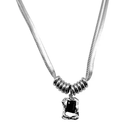 Hip Hop Square Zircon Necklace Women Winter 2022