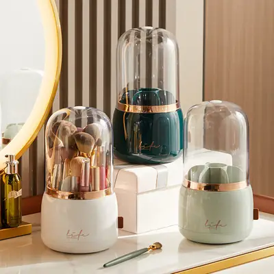 Luxury Makeup Brush Storage with Rotating Barrel