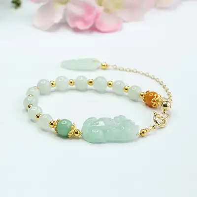 Guan Yu Jade Pixiu Bracelet Green White Wholesale