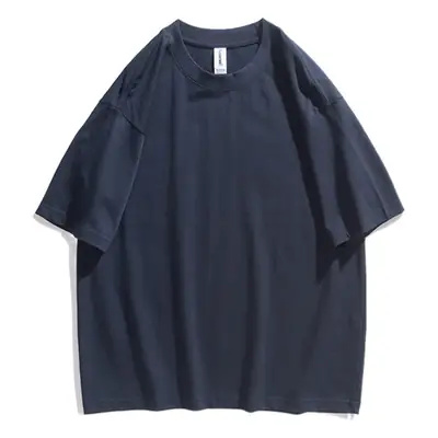 Off-Shoulder Loose T-Shirt Men Navy Blue