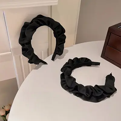 Elegant Black Pleated Hair Hoop for Women