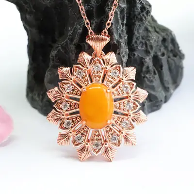 Natural Amber Pendant Necklace for Women