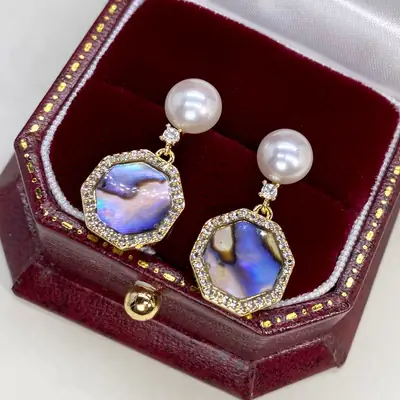 18K Gold Pearl Earrings for Women