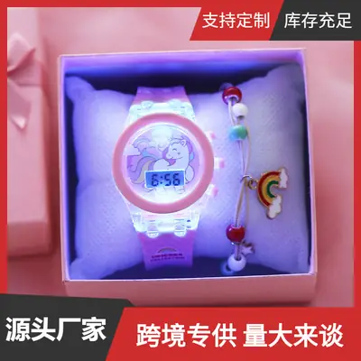 Pink Unicorn Luminous Silicone Watch Set with Bracelet