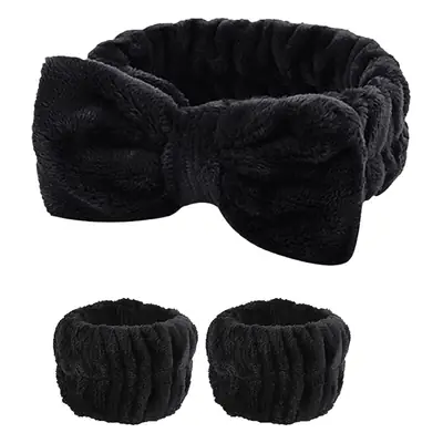 Pink Faux Fur Headbands for Women Waterproof Wrist Band Set