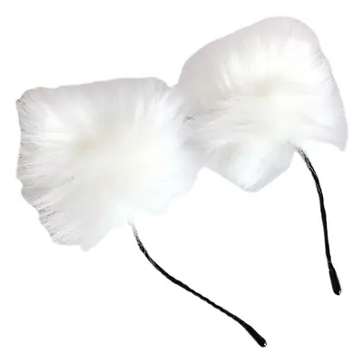 Plush Cat Ear Hairbands Black White for Women