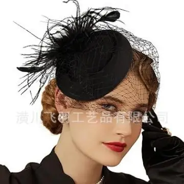 Blue Feather Net Hairband Veil for Bridal Party