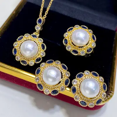 2025 Pearl Pendant Earrings Set for Women 8mm