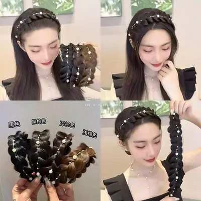 Women's Fish Bone Braided Hair Hoop for High Cranial Top