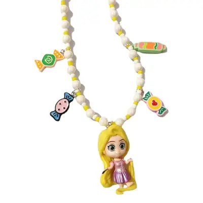 Cute Mermaid Necklace for Girls with Snow White Beads